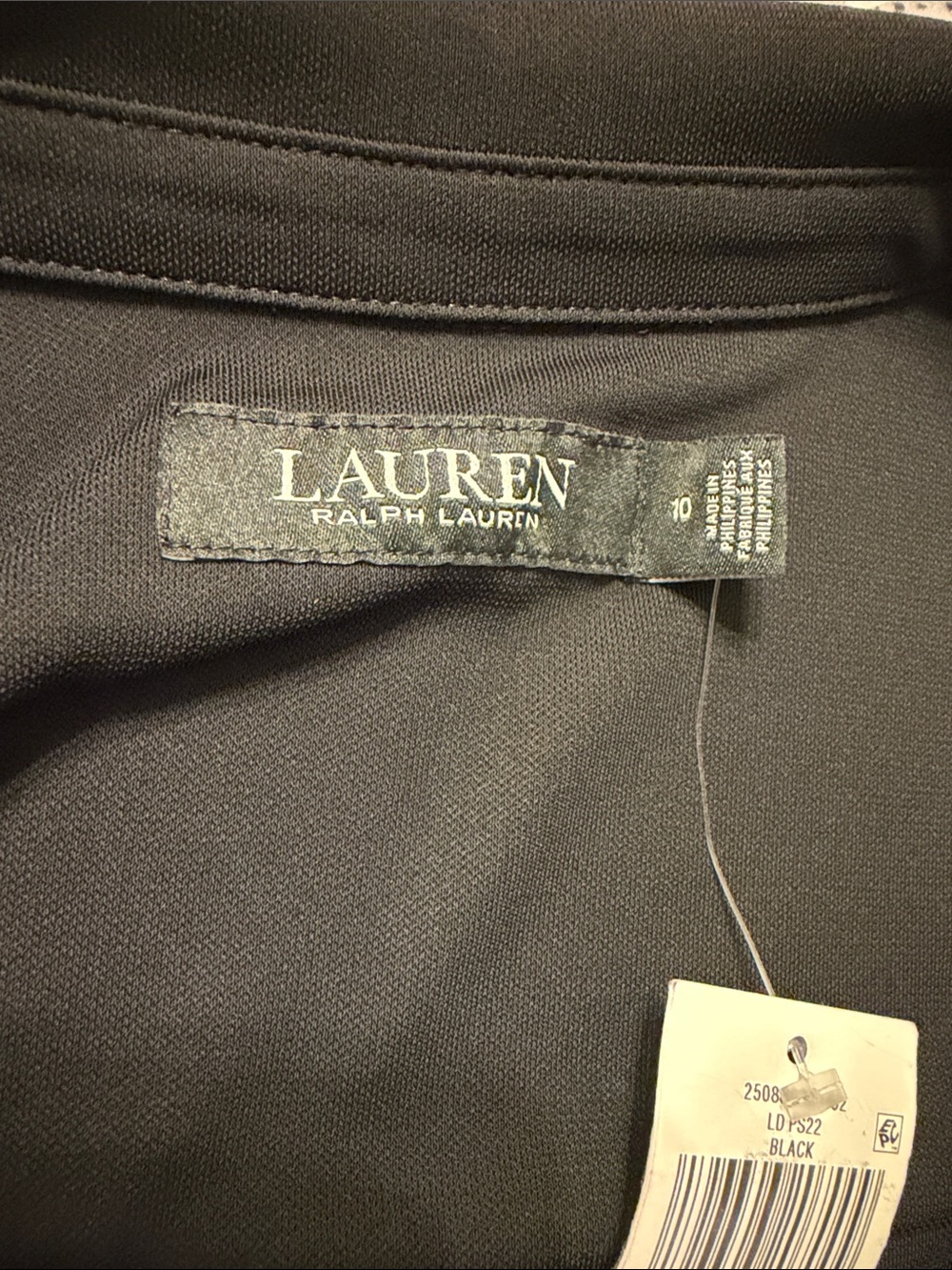 NWT Lauren Ralph Lauren Black Long-Sleeve Wrap Shirt Dress with Waist Tie 10 - Picture 7 of 8